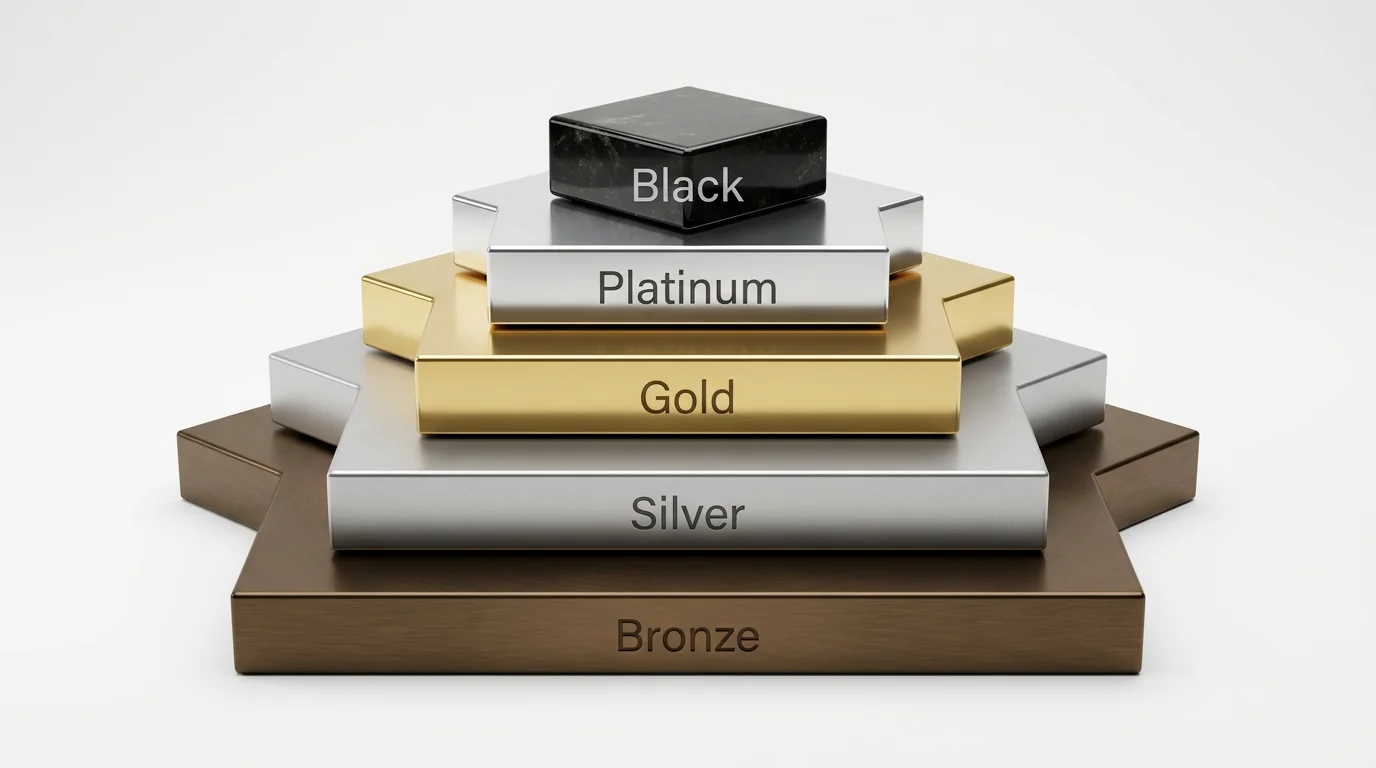 Πυραμίδα VIP tiers με αύξουσες σκάλες από Bronze μέχρι Black επίπεδο